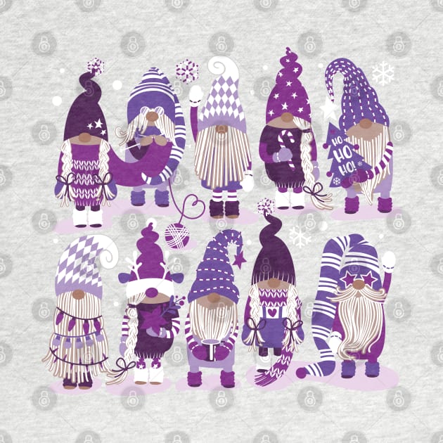 Let it gnome // spot // monochromatic violet little Santa's helpers preparing for Christmas by SelmaCardoso